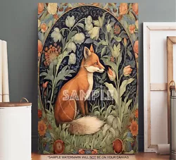Buy William Morris Style Canvas Floral Fox Wall Art Picture Framed Canvas #4 • 34.99£