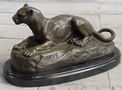 Buy Rare Jaguar Panther Leopard Cougar Big Cat Car Collector Bronze Marble Statue • 236.33£