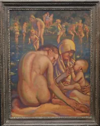 Buy Slade School Stanley Spencer (circle) Art Deco 1930's Oil Painting Art Bathers • 8,000£