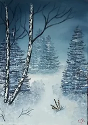 Buy WINTER FOREST Oil PAINTING INSPIRED BY BOB ROSS Painted By GJH 20% ToHELP4HEROES • 25£