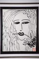 Buy Walasse Ting 2001 Woman With Flower Framed Painting Acrylic On Rice Paper • 15,749.89£