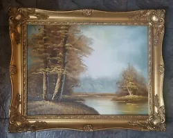 Buy Framed Riverscape Oil Painting - Forest, Trees And River Scene In Countryside • 79.99£