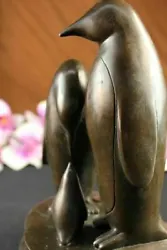 Buy Large Mother Penguin With Her Baby Bronze Sculpture Statue Figure Figurine SALE • 245.33£