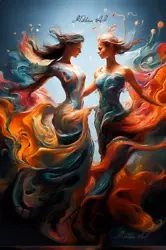 Buy Digital Image Art Oil Paint Dance Women Picture  Photo Wallpaper Desktop Print • 1.60£
