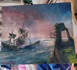 Buy Shipwreck, Ruins, Castle, Wreck, Scottish, Irish, Traditional, Painting,  • 60£