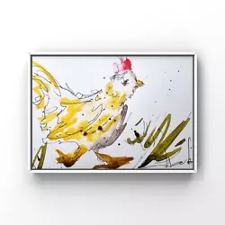 Buy Bird Art Watercolor Painting Hen Rooster Painting Farm Art Rustic Village Art • 20.72£