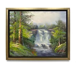 Buy Hungryartist -Oil Painting Of Bob Ross Style Waterfall Canvas 8x10 Framed • 62.21£