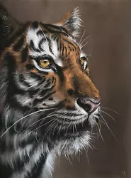 Buy ORIGINAL PASTEL PAINTING - BIG CAT - TIGER - PORTRAIT FINE ART  Leopard Lion Oil • 159£