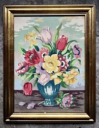 Buy Vintage Oil Painting On Canvas Board Still Life With Flowers By Hattemore • 85£