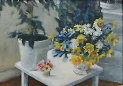 Buy Original Small Framed  Oil Painting Daffodils Flowers • 80£