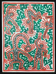 Buy Keith Haring Untitled Acrylic Canvas OiL Painting Certificate Of Authenticity • 658.89£