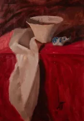 Buy Original Oil Painting, Antique Tea Cup Still Life, Realist Art A. Tonu • 70.71£