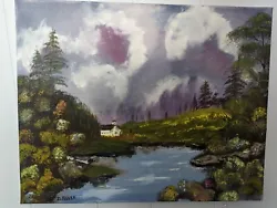 Buy Bob Ross Style Oil Painting- Purple Majesty • 41.34£