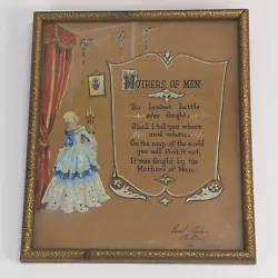 Buy Antique Original Framed Art Laurel Andrews Mothers Of Men Poem Victorian Dress • 28.90£