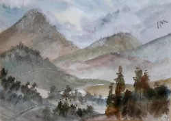 Buy ACEO Original Painting Art Card Landscape Lakes Mountains Hills Watercolour • 6£