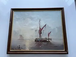 Buy Sea Landscape Impressionist Antique Painting Wooden Frame 57x47cm • 39£