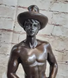 Buy Bronze Sculpture Gay Homosexual Erotic Western Cowboy HotCast Figurine Nude Sale • 189.33£