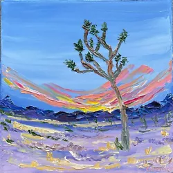 Buy ORIGINAL Joshua Tree Sunset Oil On Canvas Impressionsim Contemporary Fine Art • 44.01£