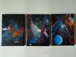 Buy Space Planet Nebula Original Acrylic Painting Trio Space • 32£