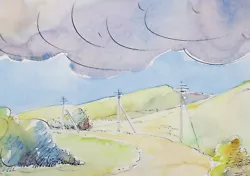 Buy Original Watercolour & Ink, 'A Lane Under A Cloudy Sky', Cicely Glyn De Beers • 35£