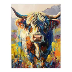 Buy Scottish Highland Cow Hairy Coo Abstract Painting Wall Art Poster Print Picture • 15.99£
