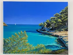 Buy Original Acrylic Painting On Stretched Canvas Of Beach In Menorca • 99£