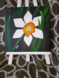 Buy Daffodil Acrylic Painting 8x8 Inch Stretched Canvas Original OOAK Handmade  • 17.32£