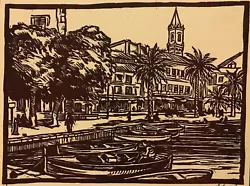 Buy Port Of Provence Wood Engraved Circa 1941 Signed J.L. • 37.78£