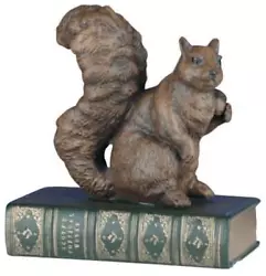 Buy Sculpture Statue Rustic Squirrel On Book HandPainted OK Casting Green • 216.92£