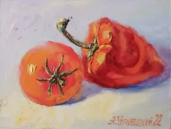 Buy Tomato Impasto Painting Original Art Impressionistic Oil Painting 6 X 8 In • 26.52£