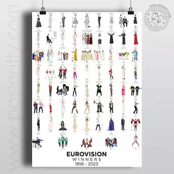 Buy EUROVISION Winners 1956 - 2023  Minimalist Poster Posteritty Minimal Art Print • 10£