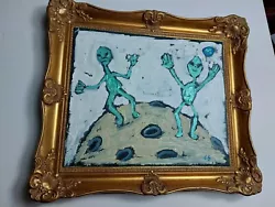 Buy Original Oil On Canvas Painting Of  Alien,s On The Moon  By Colin Statter  • 24.99£
