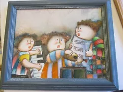 Buy Joyce Roybal Oil Painting On Canvas 'Puffy People' Musicians Framed 9.5”x 7.5  • 40£
