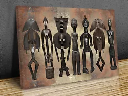 Buy African Sculptures 7 Textured Background  Canvas Print Art Framed Or Print Only • 6.99£