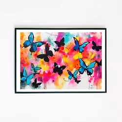 Buy Butterfly Abstract Colour Painting Illustration 7x5 Retro Decor Wall Art Print  • 3.95£