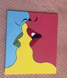 Buy Pop Art Lesbian Kiss Women Lgbt Gay, Handmade Acrylic Painting Canvas 12” X 10” • 18.75£