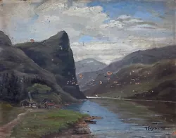 Buy Oil Picture Impressionist 1894 H. Fleischer Fjord Landscape In Norway Damaged • 85.80£