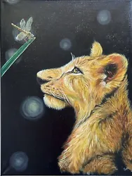 Buy Original Stunning Lion Cub Oil Painting On Canvas. 61 X 45.5 X 31.8 Cm • 60£