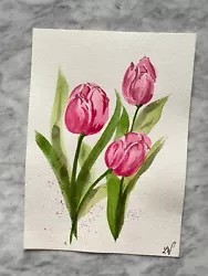 Buy Tulips Flower | Original Hand Painted | Watercolour Painting | Botanical | A5 • 20£