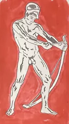 Buy Archer, Ink Drawing, Male Nude, Gay Int, Homoerotic Painting, Contemporary Art • 24.80£