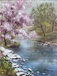 Buy Vintage Original Watercolor Painting Signed By Artist River Trees 12x16” Canvas • 33.15£