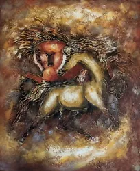 Buy Large Original Oil Painting On Canvas Sheet 52 X 62cm 'Horses' • 99.95£