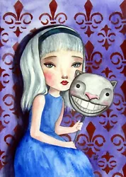 Buy Original Watercolor Painting,fairy Tale,Alice In Wonderland, Cat,girl • 22£