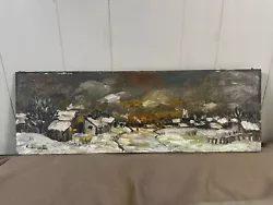Buy Signed Antique Oil On Canvas Winter  Village Scene • 100.86£