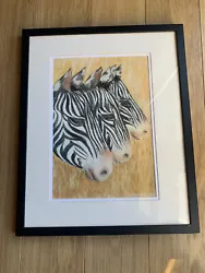 Buy 1 Pastel Drawing Of 3 Zebras By Local Artist Susie Beard • 55£