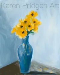 Buy ACEO ATC Art Card Painting Print Signed Yellow Daisies Sunflowers Flower Floral • 6.18£