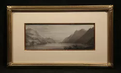Buy American Black & White Watercolor Ink On Paper Landscape Mountain Lake View • 1,133.99£