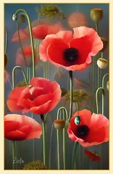 Buy Stunning Painting Of Poppies Poppy Flower Art Dreamy Print 11x17 Signed by Ziola • 23.62£