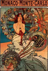 Buy  A3/A4 Size  - PAINTING MUCHA NOUVEAU WOMAN SPRING FLORAL - ART   POSTER  # 4 • 3.20£