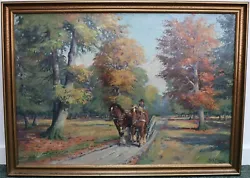 Buy Vintage Johannes Meyer Andersen Horse Wagon Path Autumn Oil On Canvas Painting • 566.95£